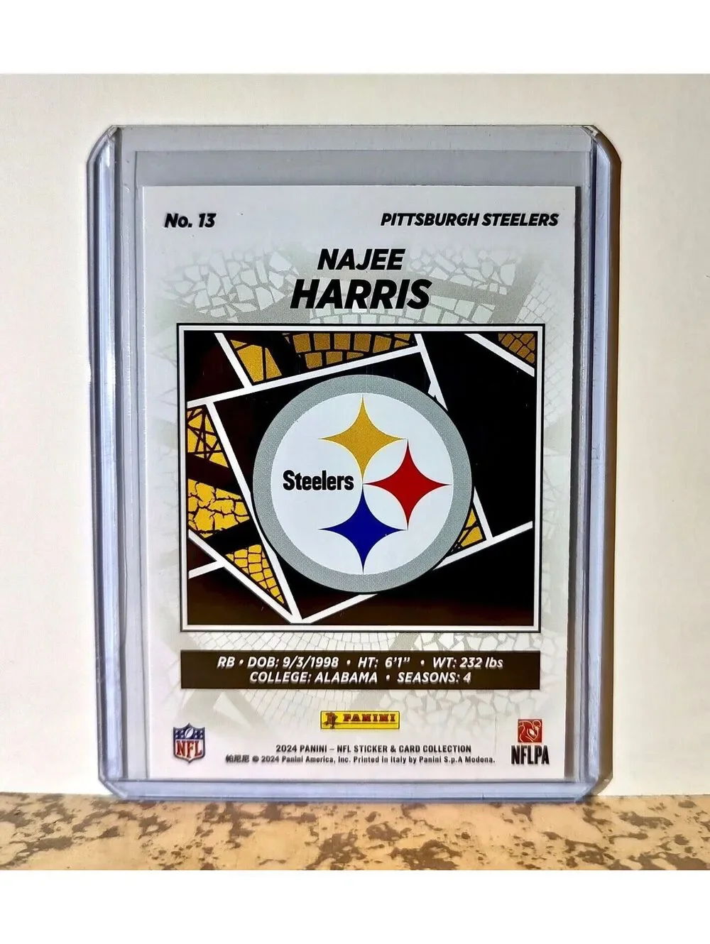Najee Harris 2024 Panini NFL #13 Silver Foil Sticker Card Pittsburgh Steelers